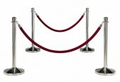 Set 4 Stâlpi Delimitare Hollywood Silver și 2 Cordoane Vișinii din Catifea Cadou
